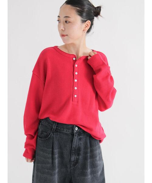 sm2rhythm(サマンサモスモスリズム)の「前後2wayヘンリーネックプルオーバー(Tシャツ/カットソー・レディース・レッド/キナリ/ブラック・F)」の7枚目の写真