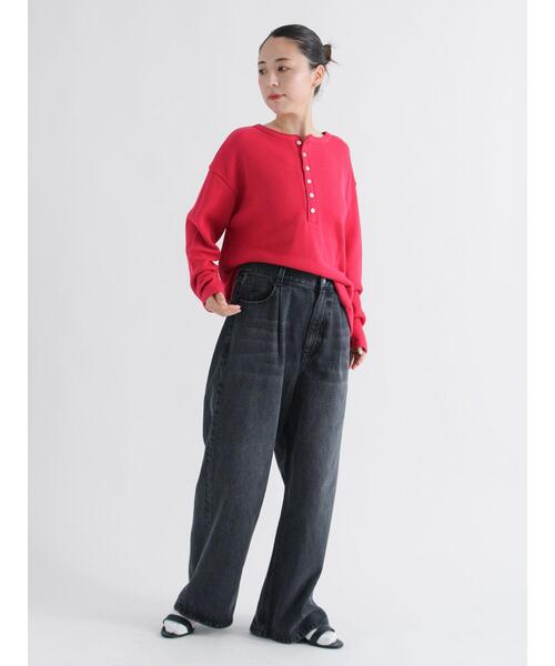 sm2rhythm(サマンサモスモスリズム)の「前後2wayヘンリーネックプルオーバー(Tシャツ/カットソー・レディース・レッド/キナリ/ブラック・F)」の9枚目の写真