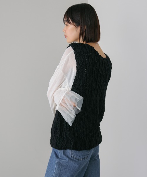 Bou Jeloud(ブージュルード)の「ハンドニットVベスト(ベスト・レディース・ブラック/グレー/オフホワイト・38)」の21枚目の写真