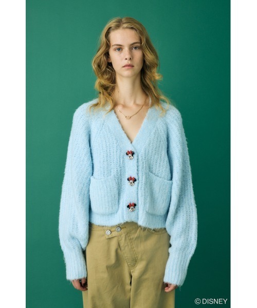 MD FACE BUTTON CD / MINNIE / フェイスボタンカーディガン / ミニー