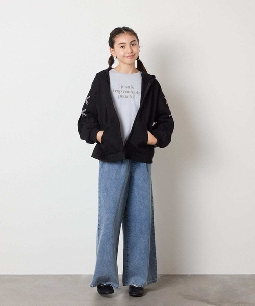 a.v.v（アーヴェヴェ）の「[120-160]ケミカルデニムワイドパンツ（デニムパンツ・キッズ・ダークインディゴブルー/チャコールグレー・120/130/140/150/160）」の20枚目の写真