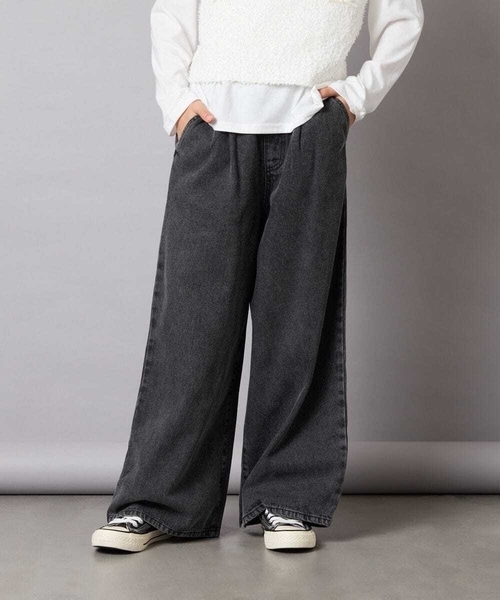 a.v.v（アーヴェヴェ）の「[120-160]ケミカルデニムワイドパンツ（デニムパンツ・キッズ・ダークインディゴブルー/チャコールグレー・120/130/140/150/160）」の10枚目の写真
