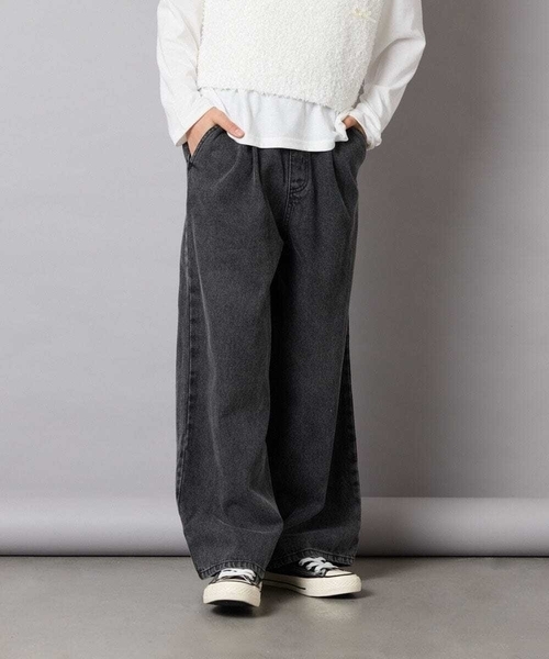 a.v.v（アーヴェヴェ）の「[120-160]ケミカルデニムワイドパンツ（デニムパンツ・キッズ・ダークインディゴブルー/チャコールグレー・120/130/140/150/160）」の9枚目の写真
