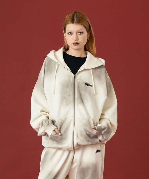 SPRAY DYED ZIP UP HOODED SWEATSHIRT（パーカー）｜XLARGE
