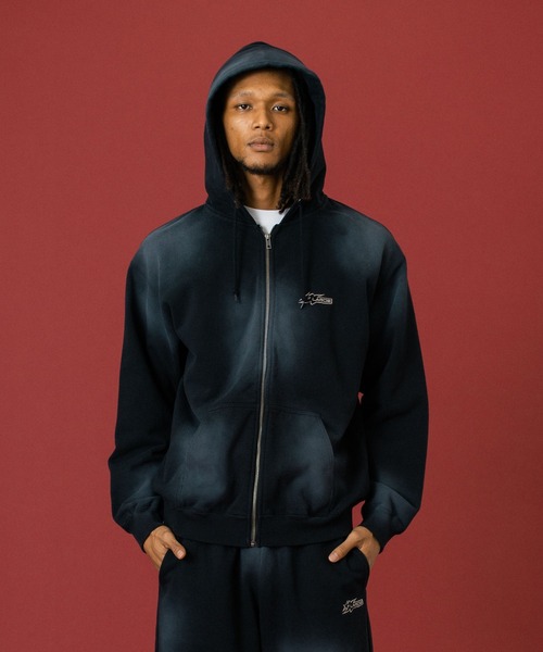 SPRAY DYED ZIP UP HOODED SWEATSHIRT（パーカー）｜XLARGE
