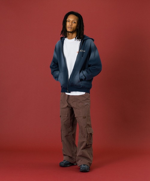 SPRAY DYED ZIP UP HOODED SWEATSHIRT（パーカー）｜XLARGE
