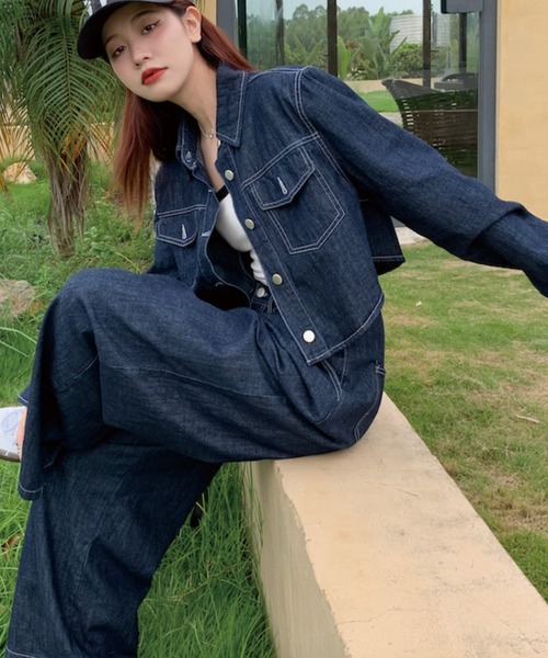 セール】＼これだけでコーデが決まる♪／デニムセットアップ