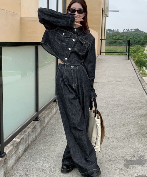 【ゴッチ】ラルディーニ 春夏セットアップ 48 墨黒色 国内正規品 セール】＼これだけでコーデが決まる♪／デニムセットアップ