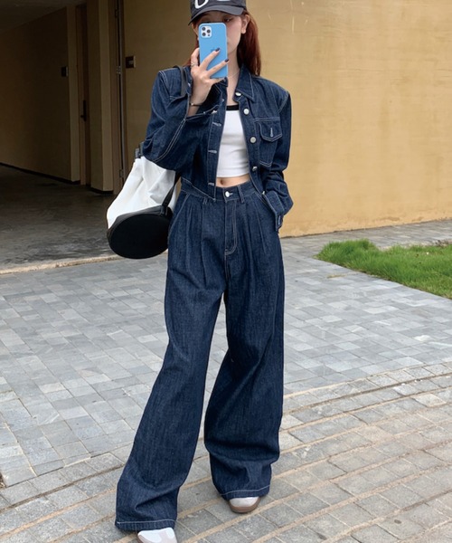 セール】【再入荷】＼これだけでコーデが決まる♪／デニムセットアップ