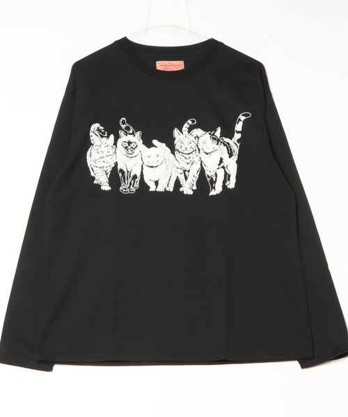 CORISCO(コリスコ)の「度詰め天竺 アニマル前後 プリント 長袖Tシャツ 猫 キャット CORISCO(Tシャツ/カットソー・メンズ・ブラック系1/ブラック系2/ホワイト系1/ホワイト系2・M/L/LL)」の4枚目の写真