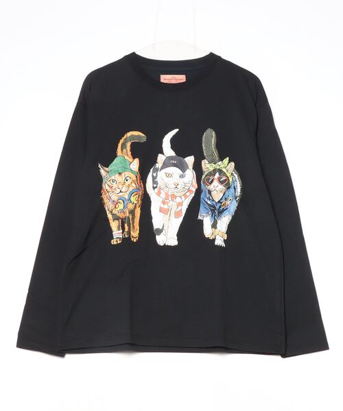 CORISCO(コリスコ)の「度詰め天竺 アニマル前後 プリント 長袖Tシャツ 猫 キャット CORISCO(Tシャツ/カットソー・メンズ・ブラック系1/ブラック系2/ホワイト系1/ホワイト系2・M/L/LL)」の15枚目の写真