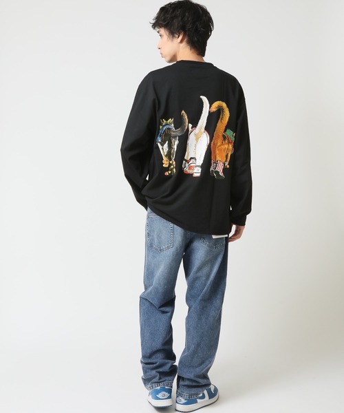 CORISCO(コリスコ)の「度詰め天竺 アニマル前後 プリント 長袖Tシャツ 猫 キャット CORISCO(Tシャツ/カットソー・メンズ・ブラック系1/ブラック系2/ホワイト系1/ホワイト系2・M/L/LL)」の8枚目の写真