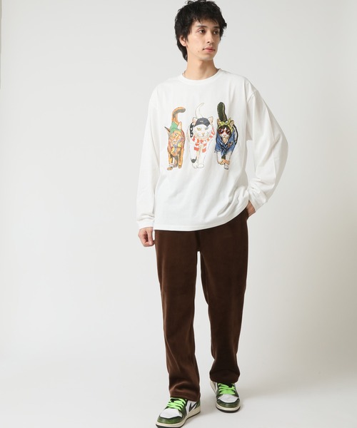 CORISCO(コリスコ)の「度詰め天竺 アニマル前後 プリント 長袖Tシャツ 猫 キャット CORISCO(Tシャツ/カットソー・メンズ・ブラック系1/ブラック系2/ホワイト系1/ホワイト系2・M/L/LL)」の9枚目の写真