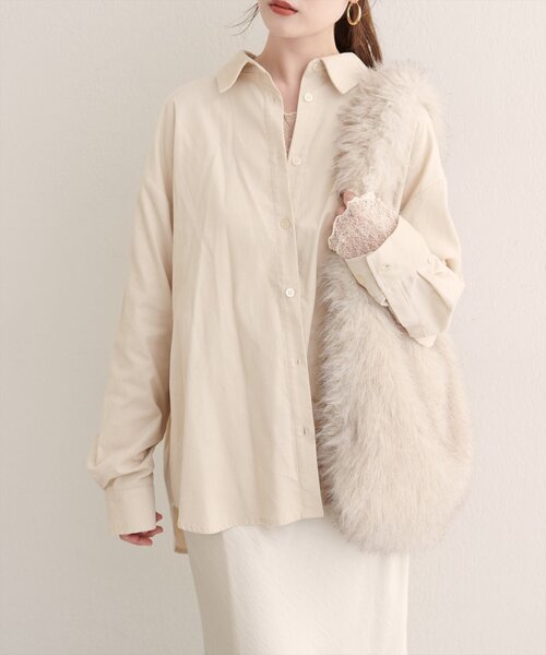 natural couture(ナチュラルクチュール)の「ワンハンドルファーBAG(トートバッグ・レディース・アイボリー/ブラウン・FREE)」の5枚目の写真