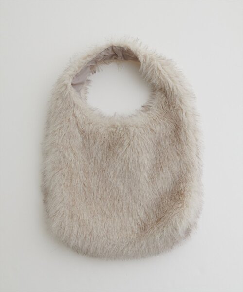 natural couture(ナチュラルクチュール)の「ワンハンドルファーBAG(トートバッグ・レディース・アイボリー/ブラウン・FREE)」の4枚目の写真