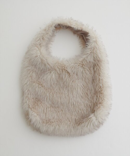 natural couture(ナチュラルクチュール)の「ワンハンドルファーBAG(トートバッグ・レディース・アイボリー/ブラウン・FREE)」の6枚目の写真