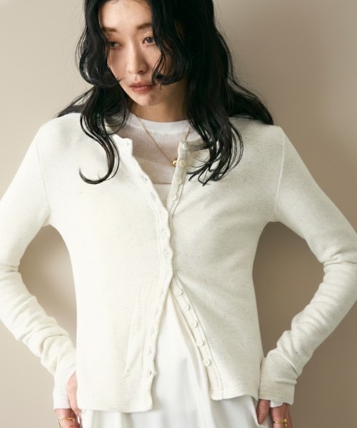 Lutim by u(ルチバイユー)の「Multi-Rib Cardigan/マルチリブカーディガン(カーディガン/ボレロ・レディース・ブラウン/グレー/ナチュラル/ブラック・FREE)」の4枚目の写真