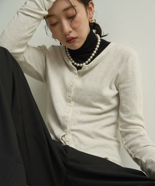 Lutim by u(ルチバイユー)の「Multi-Rib Cardigan/マルチリブカーディガン(カーディガン/ボレロ・レディース・ブラウン/グレー/ナチュラル/ブラック・FREE)」の9枚目の写真