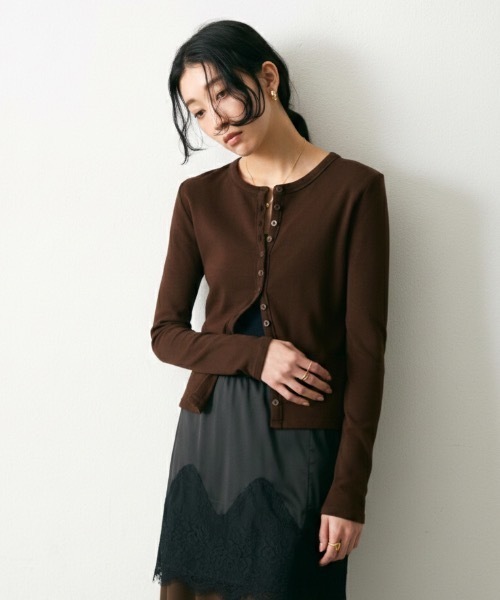 Lutim by u(ルチバイユー)の「Multi-Rib Cardigan/マルチリブカーディガン(カーディガン/ボレロ・レディース・ブラウン/グレー/ナチュラル/ブラック・FREE)」の22枚目の写真