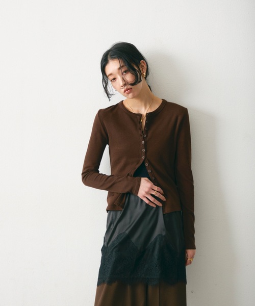Lutim by u(ルチバイユー)の「Multi-Rib Cardigan/マルチリブカーディガン(カーディガン/ボレロ・レディース・ブラウン/グレー/ナチュラル/ブラック・FREE)」の15枚目の写真
