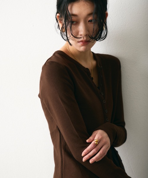 Lutim by u(ルチバイユー)の「Multi-Rib Cardigan/マルチリブカーディガン(カーディガン/ボレロ・レディース・ブラウン/グレー/ナチュラル/ブラック・FREE)」の16枚目の写真