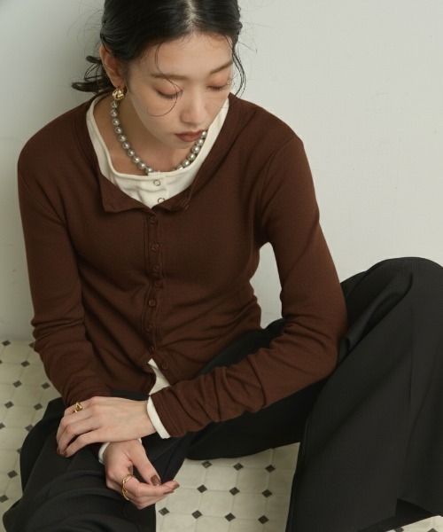 Lutim by u(ルチバイユー)の「Multi-Rib Cardigan/マルチリブカーディガン(カーディガン/ボレロ・レディース・ブラウン/グレー/ナチュラル/ブラック・FREE)」の14枚目の写真