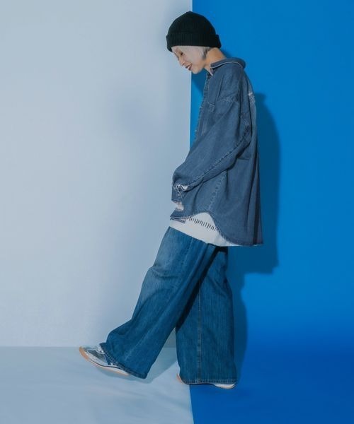 JEANASIS（ジーナシス）の「【みきのすけ企画】ライトオンスデニムシャツ/595523（シャツ/ブラウス・レディース・ブルー/ブラック/ホワイト系その他・FREE）」の19枚目の写真