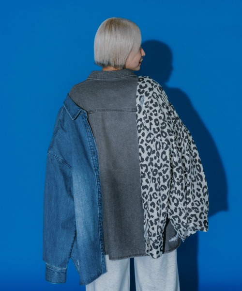 JEANASIS（ジーナシス）の「【みきのすけ企画】ライトオンスデニムシャツ/595523（シャツ/ブラウス・レディース・ブルー/ブラック/ホワイト系その他・FREE）」の4枚目の写真