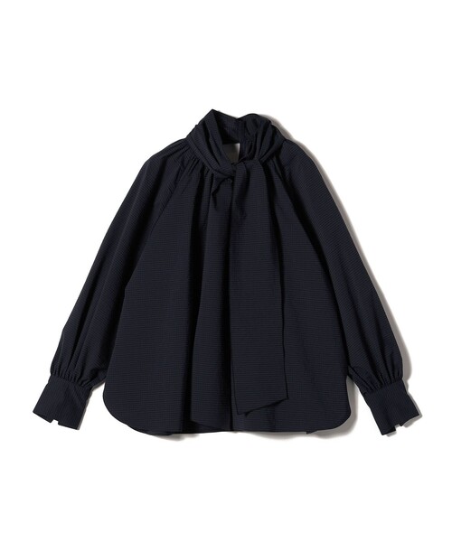 SHIPS(シップス)の「SHIPS Primary Navy Label:ストレッチ ギンガム ボウタイ ブラウス(シャツ/ブラウス・レディース・グリーン/ブラック/ネイビー・ONE SIZE)」の3枚目の写真