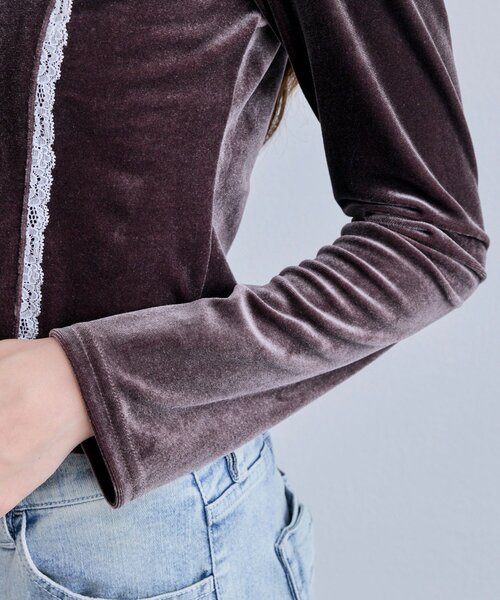 OLIVE des OLIVE（オリーブデオリーブ）の「タイ付きベロアトップス（Tシャツ/カットソー・レディース・ブラウン/ピンク/ブラック・FREE）」の19枚目の写真