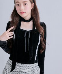 OLIVE des OLIVE | タイ付きベロアトップス(Tシャツ/カットソー)