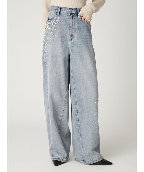 FRAY I.D（フレイアイディー）の「ハイウエストビジューデニム（デニム