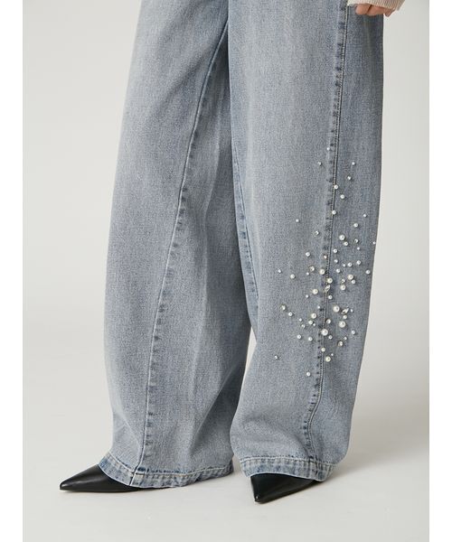 FRAY I.D（フレイアイディー）の「ハイウエストビジューデニム（デニム