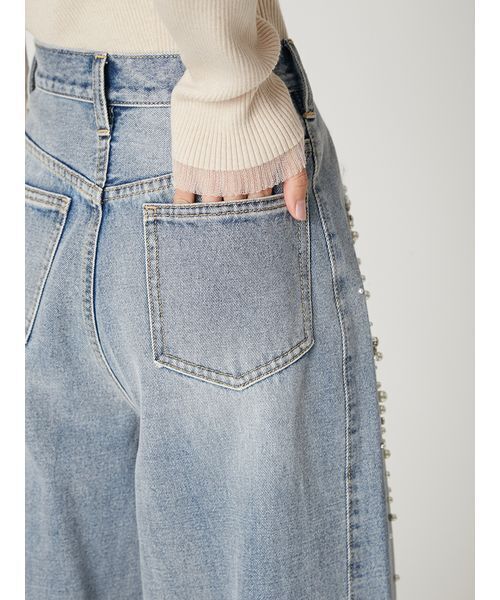 ハイウエストビジューデニム FRAY I.D（フレイアイディー）の「ハイウエストビジューデニム（デニム