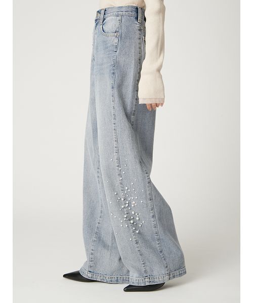 FRAY I.D（フレイアイディー）の「ハイウエストビジューデニム（デニム