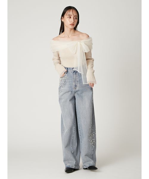 ハイウエストビジューデニム（デニムパンツ）｜FRAY I.D（フレイ