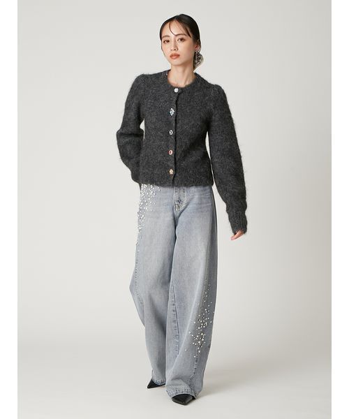 セール】ハイウエストビジューデニム（デニムパンツ）｜FRAY I.D