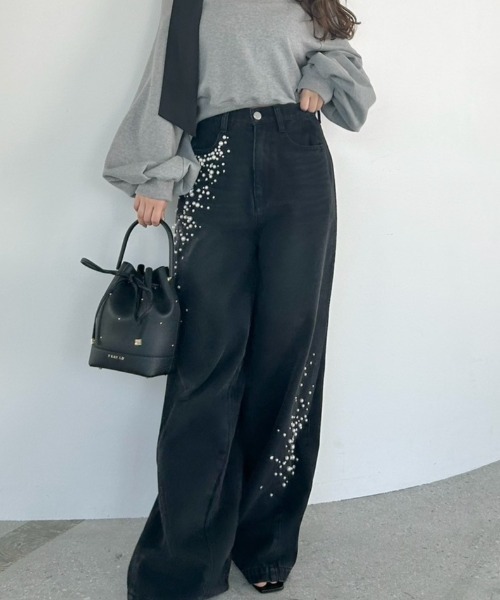 ハイウエストビジューデニム（デニムパンツ）｜FRAY I.D（フレイ