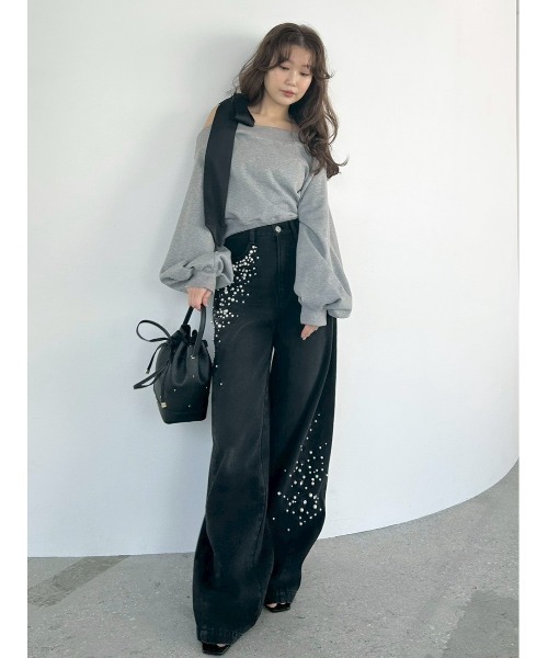 ハイウエストビジューデニム（デニムパンツ）｜FRAY I.D（フレイ