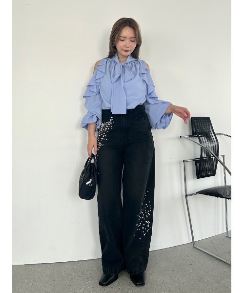 セール】ハイウエストビジューデニム（デニムパンツ）｜FRAY I.D