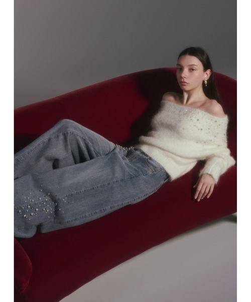 セール】ハイウエストビジューデニム（デニムパンツ）｜FRAY I.D