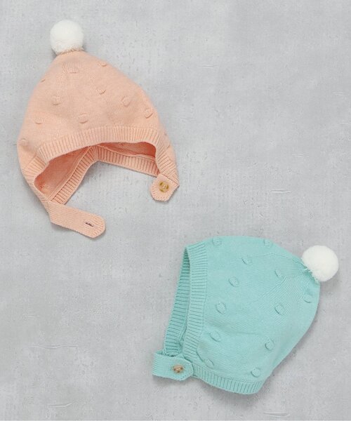apres les cours（アプレレクール）の「とんがりベビーニット帽（ニットキャップ/ビーニー・キッズ・ミント/ピンク・48）」の3枚目の写真