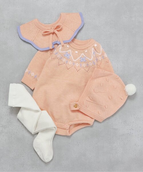 apres les cours（アプレレクール）の「とんがりベビーニット帽（ニットキャップ/ビーニー・キッズ・ミント/ピンク・48）」の4枚目の写真