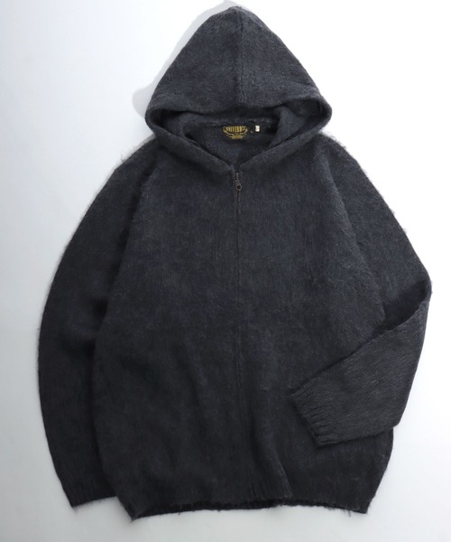 HOUSTON(ヒューストン)の「HUOSTON(ヒューストン)MOHAIR TUUCH ZIP PARKA/モヘアタッチ ニットジップアップパーカー メンズ レディース ユニセックス(パーカー・メンズ・チャコールグレー/ブラック/マルーン・M/L)」の3枚目の写真