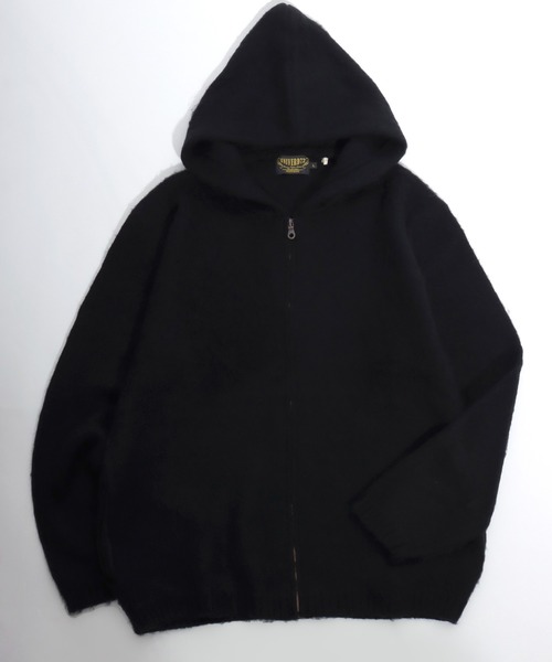 HOUSTON(ヒューストン)の「HUOSTON(ヒューストン)MOHAIR TUUCH ZIP PARKA/モヘアタッチ ニットジップアップパーカー メンズ レディース ユニセックス(パーカー・メンズ・チャコールグレー/ブラック/マルーン・M/L)」の2枚目の写真