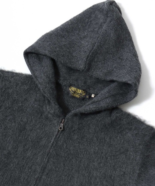 HOUSTON(ヒューストン)の「HUOSTON(ヒューストン)MOHAIR TUUCH ZIP PARKA/モヘアタッチ ニットジップアップパーカー メンズ レディース ユニセックス(パーカー・メンズ・チャコールグレー/ブラック/マルーン・M/L)」の4枚目の写真