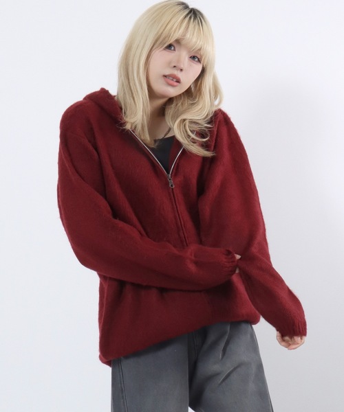 HOUSTON(ヒューストン)の「HUOSTON(ヒューストン)MOHAIR TUUCH ZIP PARKA/モヘアタッチ ニットジップアップパーカー メンズ レディース ユニセックス(パーカー・メンズ・チャコールグレー/ブラック/マルーン・M/L)」の17枚目の写真