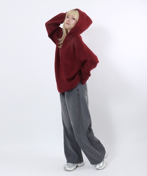 HOUSTON(ヒューストン)の「HUOSTON(ヒューストン)MOHAIR TUUCH ZIP PARKA/モヘアタッチ ニットジップアップパーカー メンズ レディース ユニセックス(パーカー・メンズ・チャコールグレー/ブラック/マルーン・M/L)」の20枚目の写真