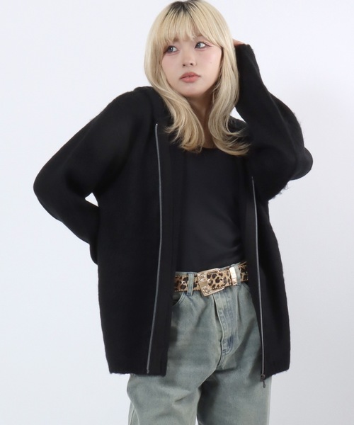 HOUSTON(ヒューストン)の「HUOSTON(ヒューストン)MOHAIR TUUCH ZIP PARKA/モヘアタッチ ニットジップアップパーカー メンズ レディース ユニセックス(パーカー・メンズ・チャコールグレー/ブラック/マルーン・M/L)」の14枚目の写真