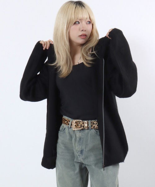HOUSTON(ヒューストン)の「HUOSTON(ヒューストン)MOHAIR TUUCH ZIP PARKA/モヘアタッチ ニットジップアップパーカー メンズ レディース ユニセックス(パーカー・メンズ・チャコールグレー/ブラック/マルーン・M/L)」の15枚目の写真